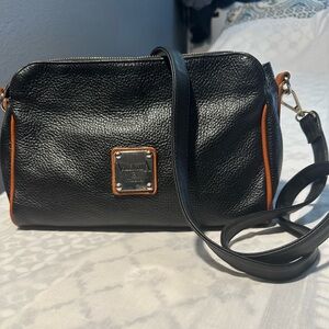 Valentina Crossbody Bag in Black with Orange Trim